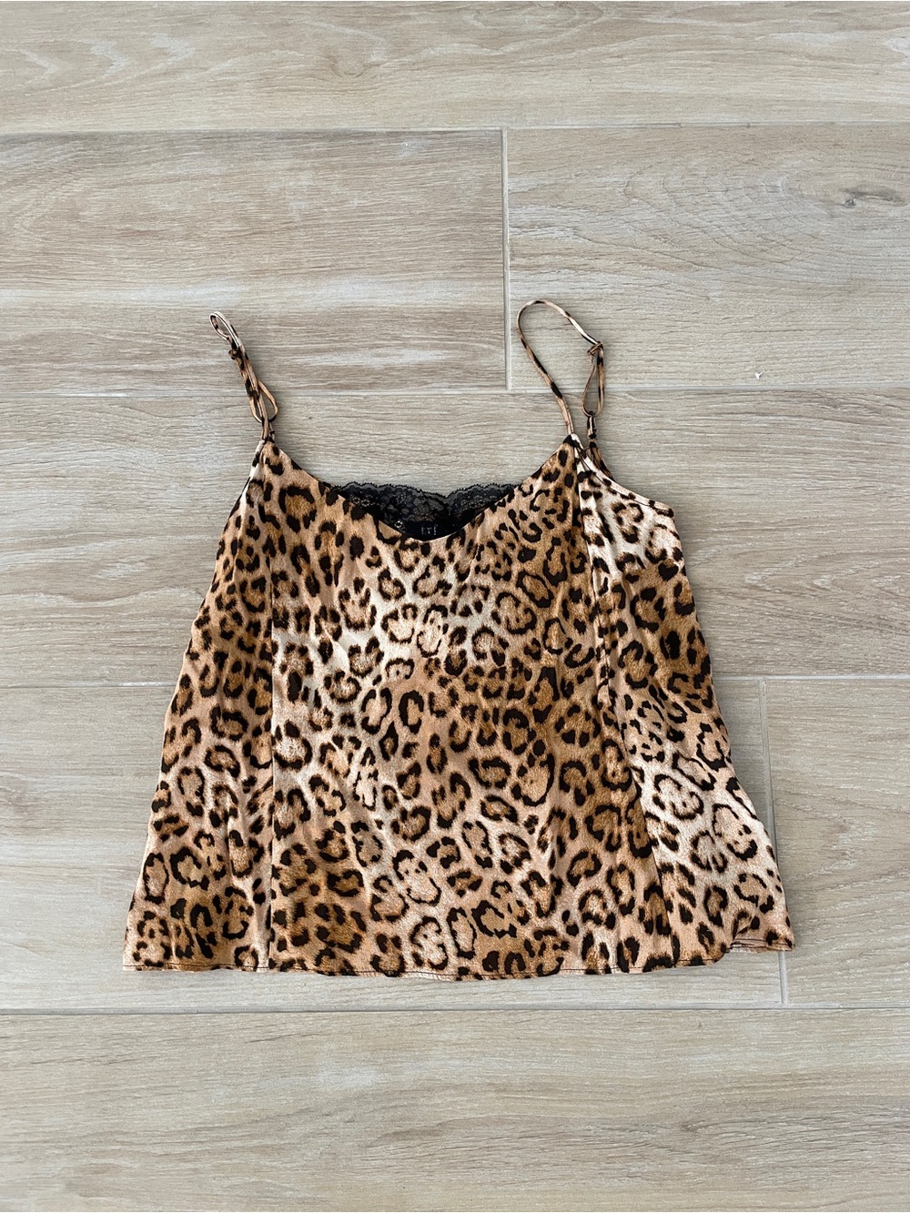 NWT Zara Leopard Print Lace-Trim Cami Top Brown Size M Boho Casual - Picture 3 of 6